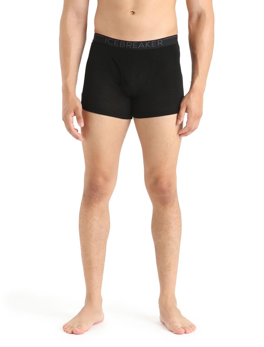 Black Men\'s Icebreaker Merino 175 Everyday Thermal Boxers With Fly Underwear | USA 1293VRWD